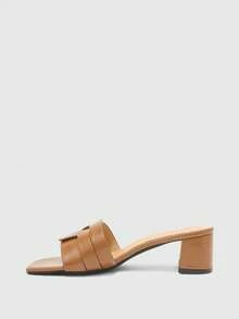 CUCCOO BIZCHIC Sandal Hak Tinggi Wanita Warna Cokelat dengan Tali Silang, Sandal Hak Tinggi Nyaman dengan Ujung Persegi, Gaya Sandal untuk Perjalanan Musim Panas - Coklat - View 10