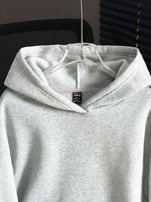 SHEIN EZwear 女士休闲连帽卫衣，浅灰色卫衣，芙蓉花印花，女士沙滩卫衣，海洋元素印花 - 淺灰色 - 查看 5