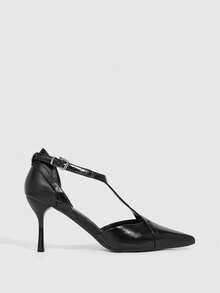 CUCCOO SZL Women's Buckle Design Hollow Lace-Up High Heel Pumps, Suitable For Daily Commute Spring Shoes - Black - View 3