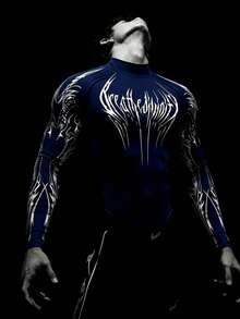 RISE LYT Men's Letter Graphic Raglan Long Sleeve Stand Collar Shapewear Sports T-Shirt - Navy Blue - View 1