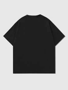 ROMWE MEN Street Life Áo thun nam tay ngắn in hình chân dung, thích hợp cho mùa xuân và mùa hè. - màu đen - Xem 2