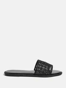CUCCOO TILAWA Women's Rhinestone Flat Sandals - Black - View 2