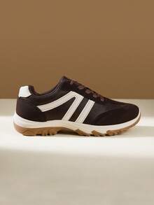 CUCCOO EASI Women's Lace-Up Casual Comfortable Sneakers For Daily Wear - Dark brown . - View 2