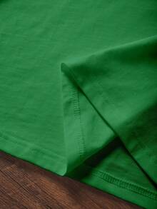 Camiseta de manga corta con cuello redondo, estampado de eslogan y corazones, de estilo casual para mujer - Verde - Ver 4