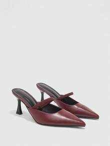 CUCCOO BIZCHIC Women's Fashion Burgundy High-Heeled Shoes, Four-Season Closed Toe Sandals, Thin-Heeled Closed Toe Slippers, New Spring And Summer Buckle Holiday Party Party Closed Toe Shoes, Pointed Outdoor Sexy Thin Belt Women's Cool Spring Shoes - Burgundy - View 7