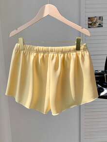 Comfortcana Women's Yellow Elastic Waist Loose Casual Shorts, Spring/Summer - Yellow - View 2