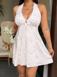 Sunnyshic Women's Ditsy Floral Tie Front Mini Cami Dress, Summer Bowknot Dress - Multicolor - View 4