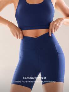GLOWMODE Quần short chạy bộ FeatherFit™ Country Crossover chống trượt 6 inch, thích hợp cho đạp xe, tập gym và các hoạt động thể thao cường độ cao. - Dark Blue - Xem 4