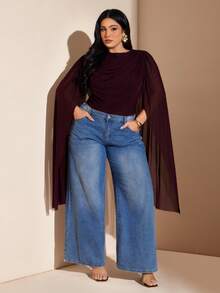 Plus Size Asymmetrical Metal Hollow Design Slim Fit Bodysuit,Elegant Burgundy Autumn Curve Cocktail Party Bodysuit For Women,Summer Short-Sl - Pink - View 5