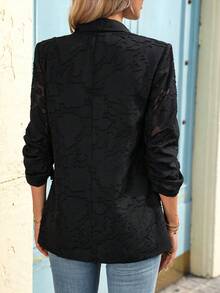 SHEIN LUNE Women's Casual Cutout Design Long Sleeve Thin Blazer Jacket, Suitable For Summer Vacation, Commute And Daily Wear - Black - View 2