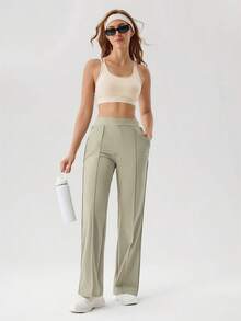 OutZeal 女士运动裤，日常休闲居家穿着，防紫外线，收腹提臀，凉爽触感，喇叭裤脚 - 卡其色 - 查看 8