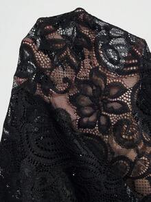 Aveloria Modichic Blusa de manga larga elegante y sexy para mujer con cuello de encaje transparente, versátil y de moda para la primavera/verano - Negro - Ver 7