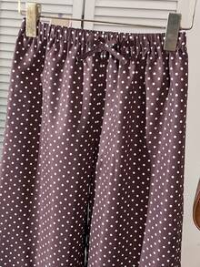 Tween Girls' Casual Polka Dot Print Pants - Brown - View 9