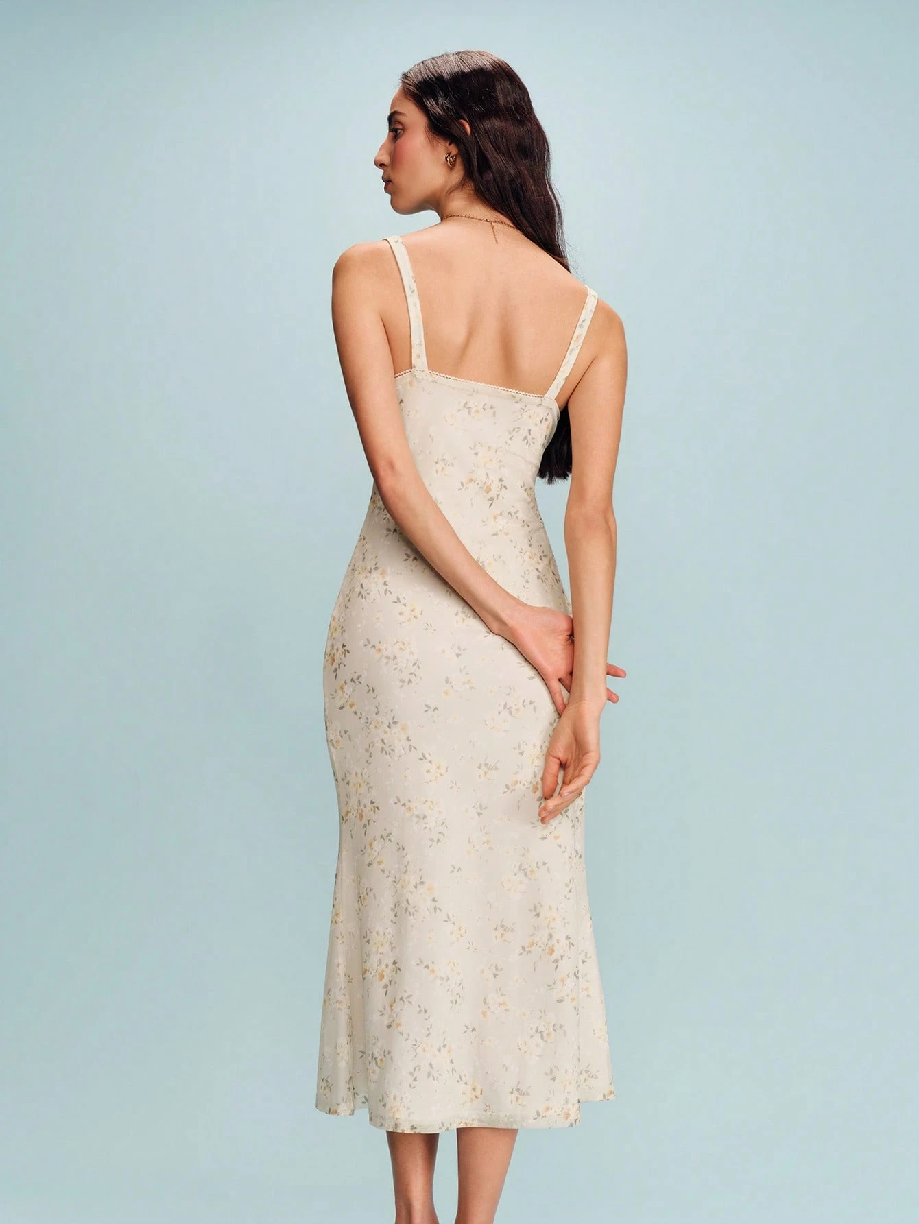 Fitted Floral Mesh Maxi Dress With Scallop Lace Date Night Outfit Spring Summer French Style Parisian Style Evening Dress Vacation Dress Holiday Dress