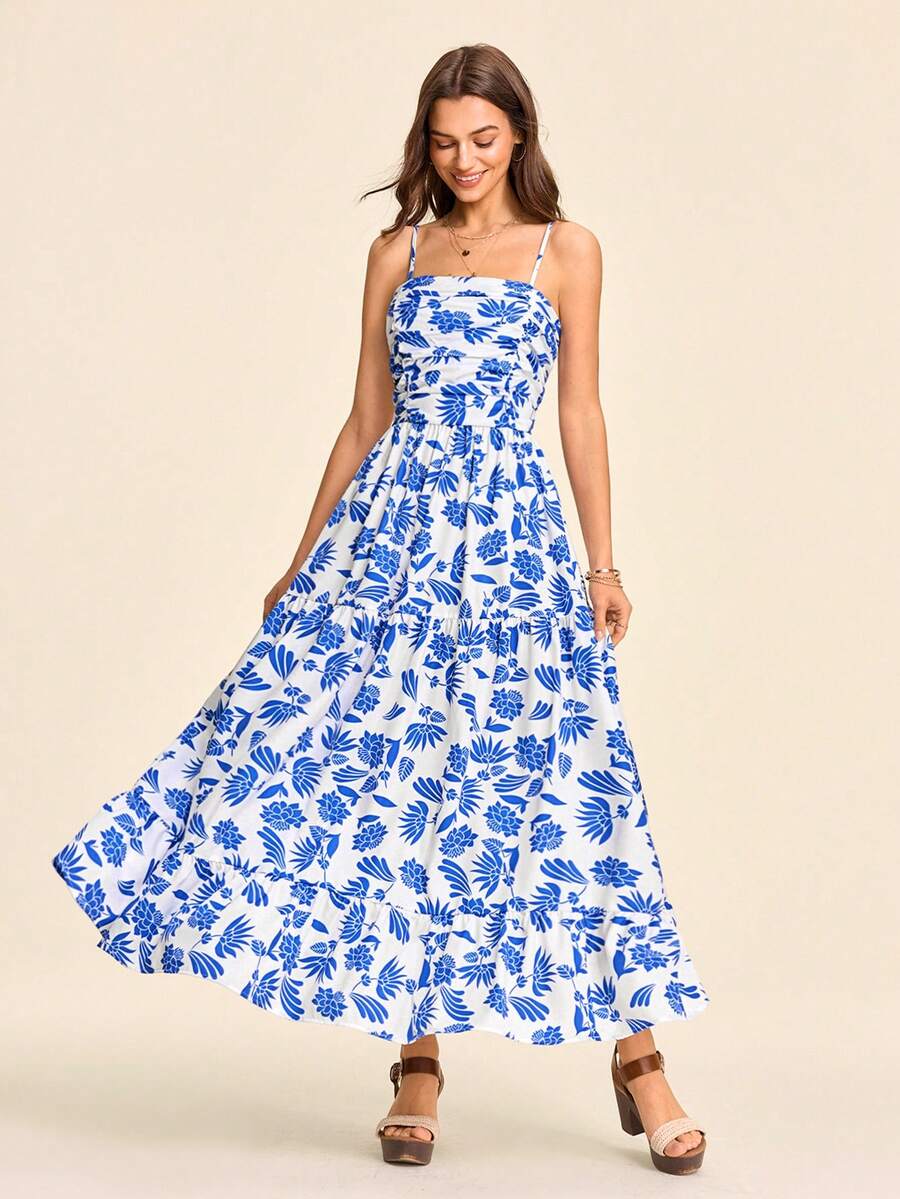Coeurva Women's Printed Dress, Suitable For Spring/Summer Vacation,Summer Dresses For Women - Blue and White - View 1