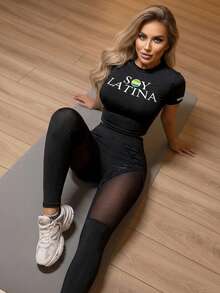 Innovista 女士字母印花圆领短袖网球T恤 - 黑色 - 查看 7