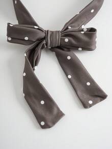 INAWLY SZ126 Brown Polka Dot Draped Neck Sleeveless Top And 3/4 Pants Set - Brown - View 4