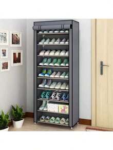 10 Layer Shoe Rack, 9 Compartments With Dust Cover, Shoe Rack Storage And Organization Rack - Multicolor - View 8