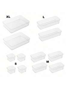 4/7/12pcs Transparent Drawer Storage Box, Cosmetic Storage Box, Desktop Divider Storage Box, Suitable For Cosmetics, Office Supplies And Sundries, Summer Gift Storage Box For Women. - Clear - View 7