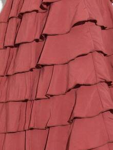 KSTM Falda midi con volantes de cintura alta con cintura elástica, con capas, fluida, de estilo femenino para primavera y verano - Naranja - Ver 6