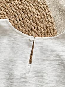 SHEIN Girls' Sleeveless Elegant And Fashionable Simple Dress, Suitable For Outdoor Travel And Vacation Wear - White - View 9