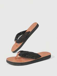 HighSole 女士时尚百搭人字拖 2026 新款夏季平底防滑软底沙滩凉拖 - 黑色 - 查看 4