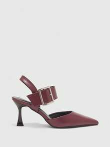 CUCCOO BIZCHIC Women's Fashion Burgundy High-Heeled Shoes, Four-Season Closed Toe Sandals, Thin Heel Closed Toe Slippers, New Spring And Summer Buckle Holiday Party Party Closed Toe Shoes, Pointed Toe Outdoor Sexy Thin Strap Women's Sandals - Burgundy - View 2