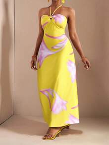 Slaydiva Lễ hội âm nhạc Xuân/Hè, Lễ Phục Sinh, Ngày Thánh Patrick, Phong cách miền Tây, Phong cách du mục, Tiệc sinh nhật, Lễ tốt nghiệp, Đại học, Sinh viên, Trang phục thường ngày, Phối đồ dễ dàng, Giải trí, Kỳ nghỉ, Du thuyền, Bãi biển, Tắm nắng, Phong cách thịnh hành, Thời trang đường phố, Khách dự đám cưới phong cách Boho, Đi làm, Ăn sáng muộn, Sân bay, Tiệc tùng & Ngày lễ - Váy maxi cỡ lớn in họa tiết, khoét eo - Màu vàng, Váy màu vàng, Váy màu hồng và vàng, Váy maxi ôm sát - Màu vàng - Xem 9