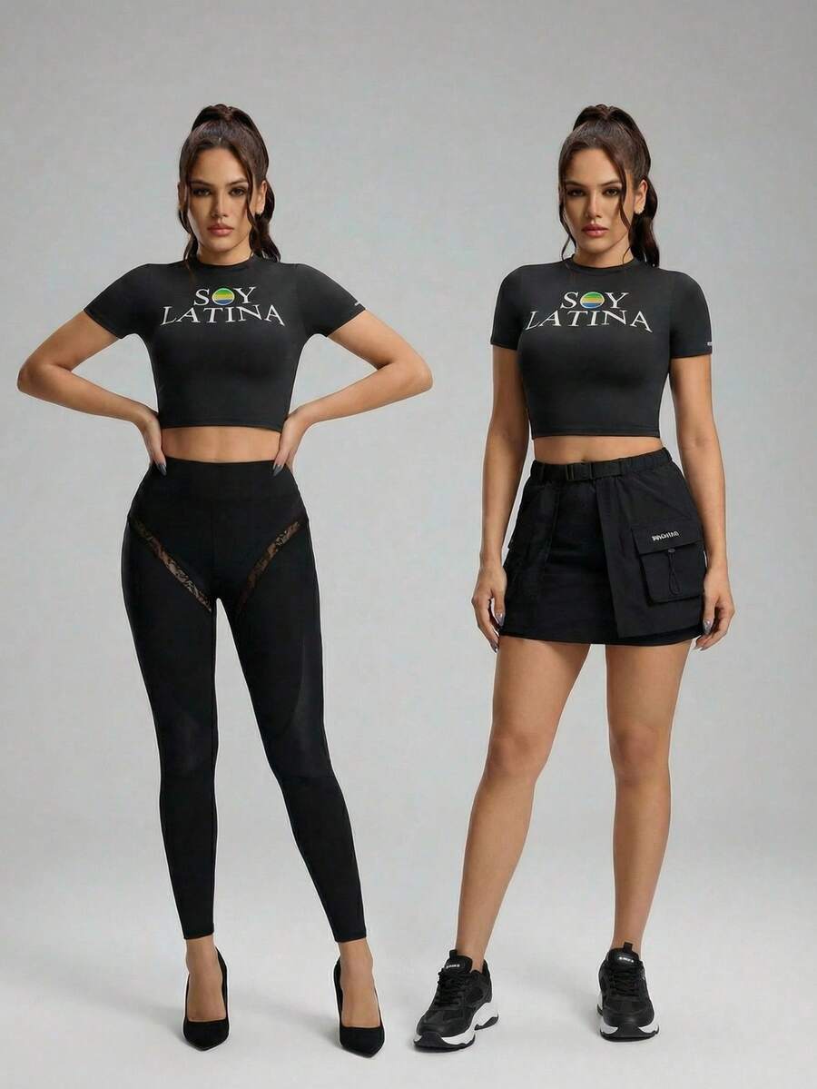 Innovista Camiseta de tenis de mujer con cuello redondo y manga corta con estampado de letras