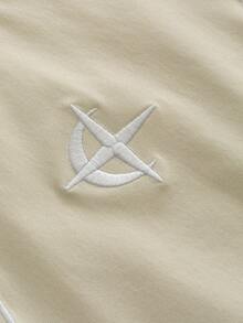 PAVTROS Men's Embroidery Design Crew Neck Short Sleeve Casual T-Shirt - Apricot - View 5