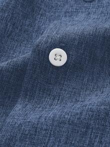 HIMLAND 男士纽扣长袖梭织衬衫，秋季 - 藏蓝色 - 查看 5