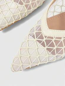 Sleekvia Sepatu Hak Tinggi Wanita Terbaru dengan Ujung Lancip, Hak Stiletto, Tali Belakang, Desain Jala, Sederhana, Nyaman, Serbaguna, Sepatu Kerja Elegan - Chantilly - View 4