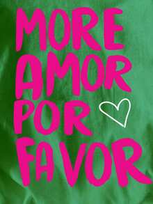 Camiseta de manga corta con cuello redondo, estampado de eslogan y corazones, de estilo casual para mujer - Verde - Ver 5