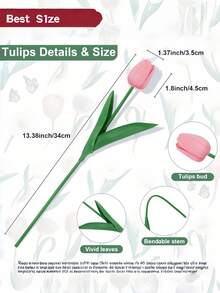 1 pieza 5 piezas 10 piezas 20 piezas Ramo de tulipanes de seda artificial realista para decoración de boda, hogar, fiesta, centro de mesa, Día de San Valentín, Año Nuevo, ramo de novia, decoración de mesa y florero - Multicolor - Ver 2