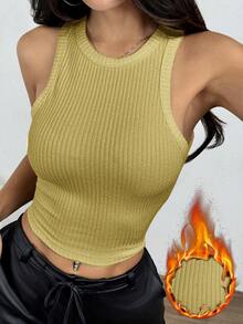 Comfortcana Camiseta de mujer de unicolor acanalada y cepillada, adecuada para uso diario - Amarillo claro - Ver 2