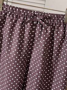 Tween Girls' Casual Polka Dot Print Pants - Brown - View 4