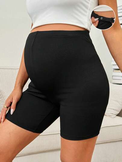 Modmama Quần đạp xe màu trơn, cạp chun điều chỉnh được, kiểu dáng thoải mái, phù hợp cho phụ nữ mang thai, đa năng cho việc đi lại hàng ngày.