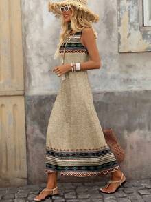 EMERY ROSE 女士度假几何印花圆领吊带连衣裙 - 彩色 - 查看 4