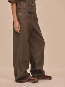 MUSERA Quần jeans denim ống đứng cạp thấp có túi và đai, chỉ bán phần quần, thích hợp cho mùa hè, phong cách thường ngày, phù hợp với các dịp lễ hội, hòa nhạc, miền Tây, kỳ nghỉ, mùa đông, Nashville, ốc đảo, sang trọng, mùa xuân. - màu nâu - Xem 3