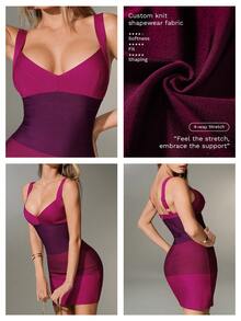 Nuvra Women's Sexy Backless Multi-Color Thick Strap Belted Bodycon Ribbed Bandage Dress For Party - Multicolor - View 4