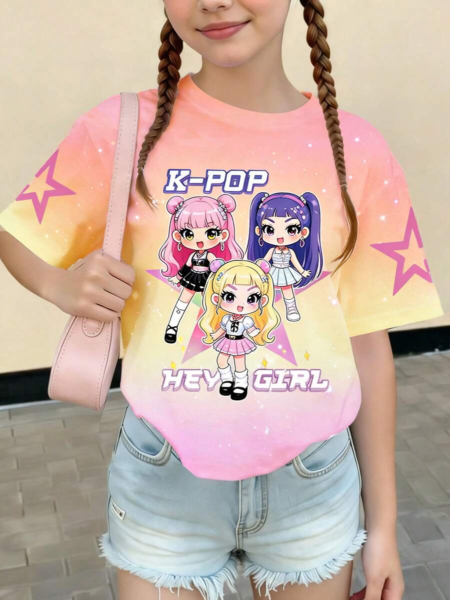 Áo kiểu nữ Kpop dễ thương, in hình trái tim màu tím, dáng rộng, thích hợp cho mùa xuân, hè, thu, đông. Là món quà tuyệt vời cho ngày Valentine dành cho các cô gái. - Hồng - Xem 1