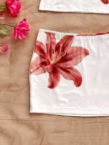 Soleia 女士沙滩度假印花吊带上衣和迷你裙两件套 - 紅色 - 查看 6