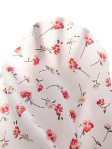 EMERY ROSE 女款白色與粉色小碎花V領荷葉袖休閒襯衫，夏季波西米亞度假風優雅鄉村時尚新款 - 彩色 - 查看 6