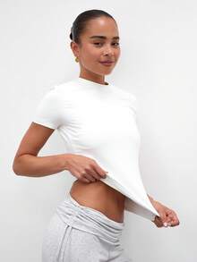 MUSERA ESSENTIALS Soft Touch T-Shirt Casual Capsule Wardrobe Everyday Airport Holiday Back To School Winter Party Elegant Spring Summer - White - View 2