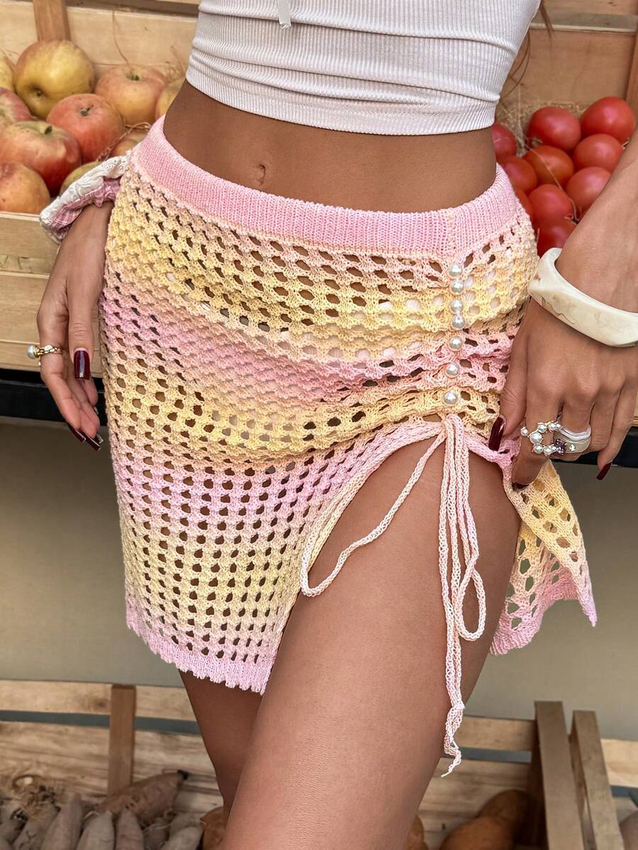 Selianne Elegant Split Strap Women Sweater Dress, Spring/Summer - Pink - View 1