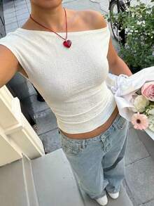 SHEIN EZwear Áo kiểu nữ màu trơn, đa năng, thời trang, phù hợp cho các buổi hẹn hò và đi chơi. - Màu be - Xem 11