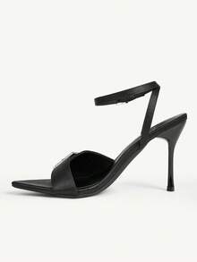 CUCCOO CHICEST Sandalias de tacón alto de moda con diseño de hebilla y punta puntiaguda para mujer - Negro - Ver 5