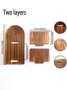 1pc Bohemian Multi-Layer Shelving Unit, Wave Shaped Floating Shelves, Wall Mounted Storage Rack, Candle Holder, Decorative Organizer For Bathroom, Living Room - Brown - View 6