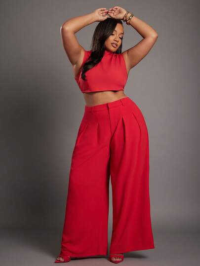 NYA SZN Quần tây xếp ly cạp cao cỡ lớn dành cho mùa xuân, mùa hè, lễ hội, tiệc brunch, công sở, sự quyến rũ, kỳ nghỉ, lễ hội mùa đông, Giáng sinh, đêm giao thừa, những dịp đặc biệt, trang phục thanh lịch, sang trọng dành cho phụ nữ.