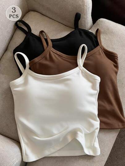 Resyla 夏季女士纯色休闲时尚吊带背心三件套